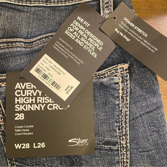 Silver Jeans NWT 5/6 (28) Womens Avery High Rise Skinny Crop Curvy Stretch Jeans - Picture 6 of 14